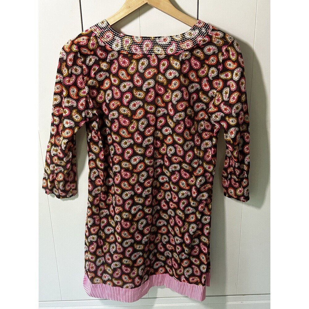 Boden Paisley Gauzy Swim Coverup Size 6 US Brown Pink Stripe Trim Embroidery - Picture 8 of 8